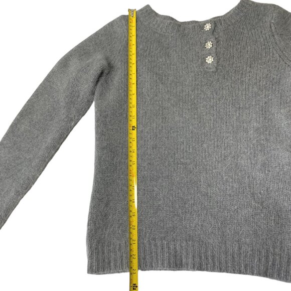 Vintage Armand Ventilo Lambswool Sweater Sz M Gray Fluffy Rhinestones Coquette - Picture 9 of 11